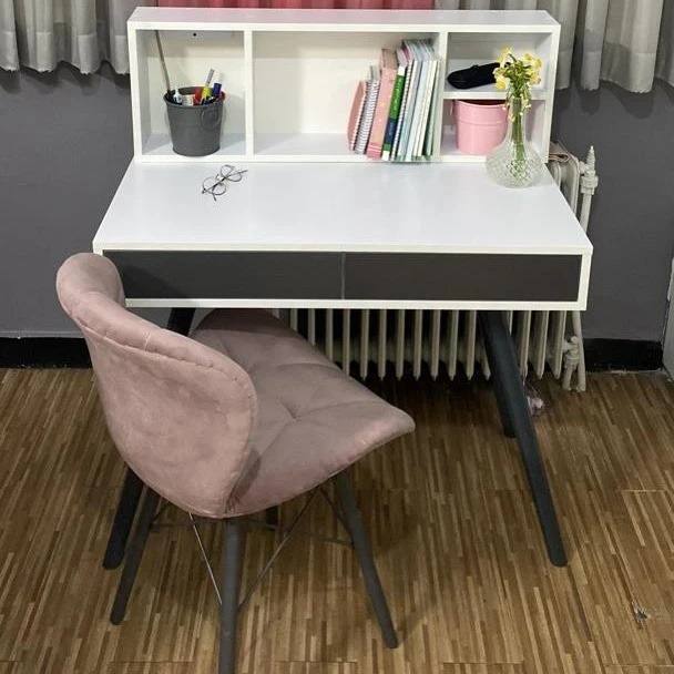 میز تحریر گالری چوب کرمی مدل S-ORION | ‌شلف دار کتابخانه ای