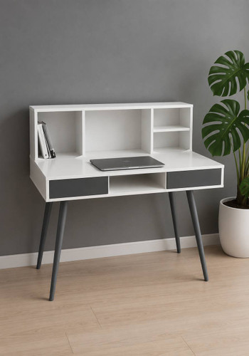 میز تحریر گالری چوب کرمی مدل S-NOVA | کشو دار مگنتی ،فضای باز بین دوکشو،شلف دار کتابخانه ای