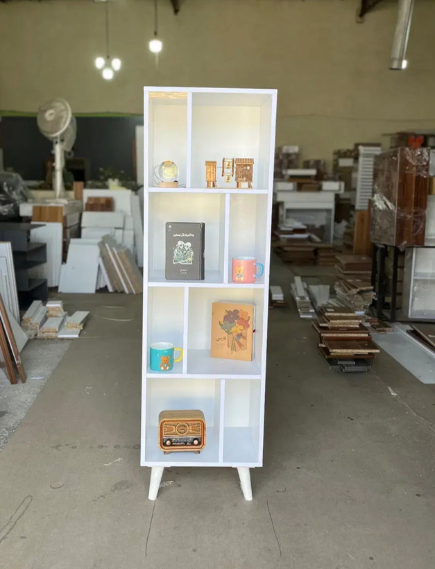 کتابخانه گالری چوب کرمی مدل B-VISTA مدرن چندمنظوره
