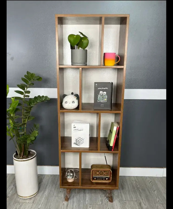 کتابخانه گالری چوب کرمی مدل B-VISTA مدرن چندمنظوره